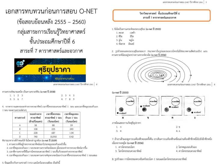 ͡¹͹ ͡÷ǹ͹ͺ O-NET (ͺ͹ѧ 2555-2560) С¹Էʵ 鹻ж֡һշ 6 з 7 ʵǡ